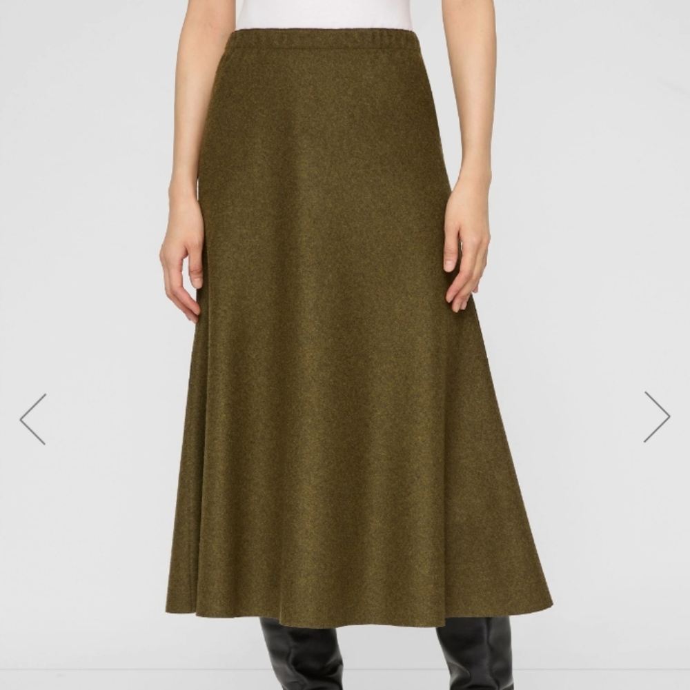 Lafayette 148 New York Charcoal And Black Reversible A line Wool Skirt
